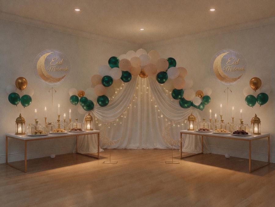Stunning Eid balloon arch and decoration setup London